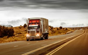 Semi-Truck Traveling on a Highway