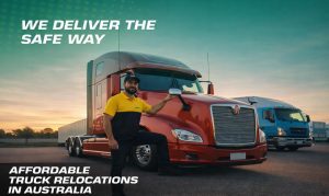 Affordable truck relocations for businesses in Wetherill Park NSW 2164 Australia professional driver beside red semi-truck